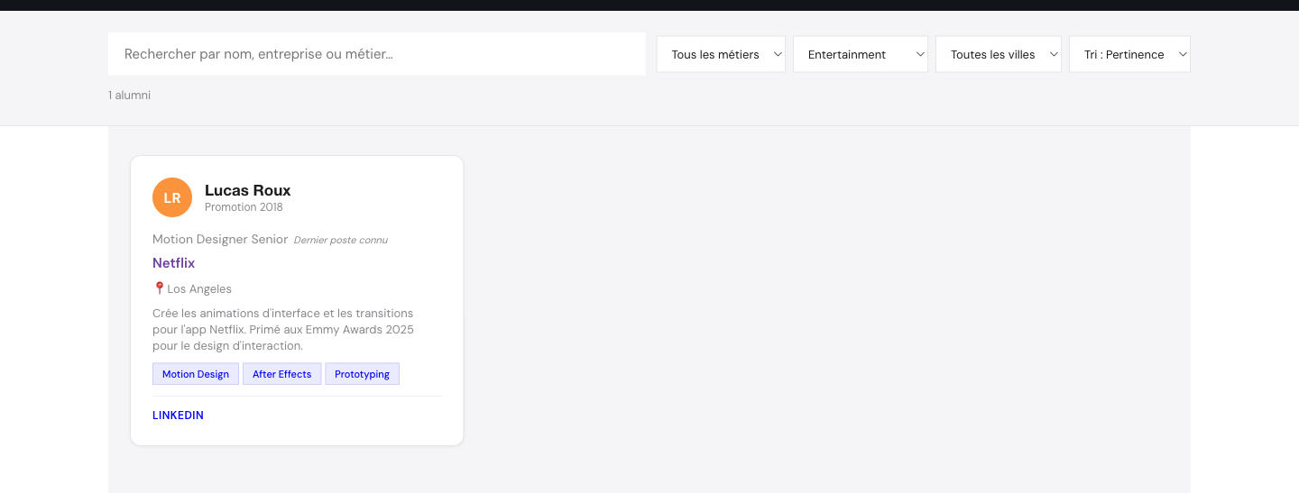 Filtrage secteur Entertainment